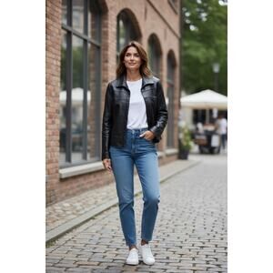 Neely Mack San Francisco women’s black leather jacket size medium